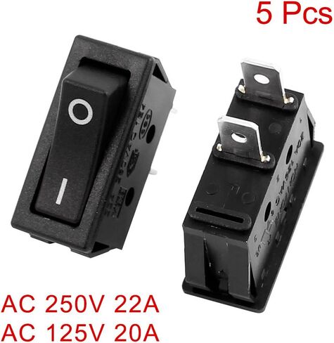 uxcell 5 Pcs SPST On Off Black Snap in Boat Rocker Switch AC 250V/16A 125V/16A in Saudi Arabia
