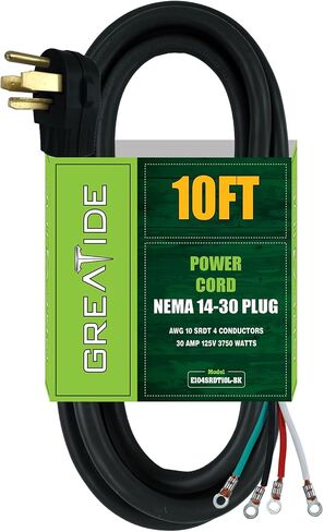 4 Prong Dryer Cord, 4 ft 10/4 SRDT, 30Amp Appliance Extension Power Cord, NEMA 14-30, Grey in Saudi Arabia