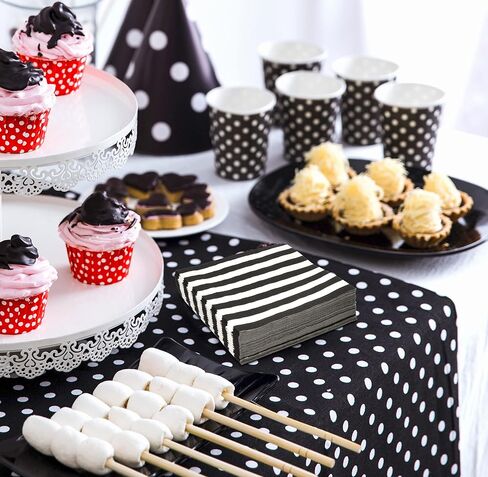 Gift Boutique 100 منديل مشروبات الكوكتيل مخطط باللونين الأزرق الداكن والأبيض، 3 طبقات من الورق للاستعمال مرة واحدة، منديل حلوى مخطط لحفلات الزفاف وحفلات الزفاف وحفلات استقبال المولود الجديد وحفلات التخرج in Kuwait