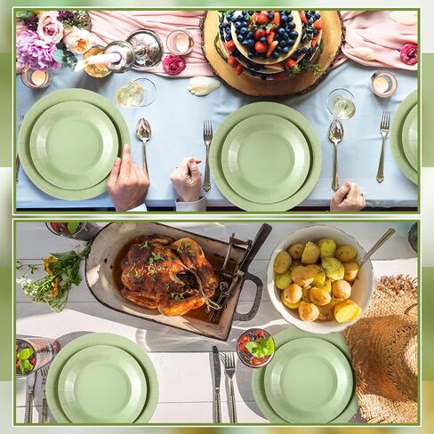 100 Pcs Sage Green Disposable Plates Green Paper Plates Disposable Dessert Plates Bulk 7 Inch 9 Inch Disposable Paper Plates Set Decoration for Wedding Engagement Bridal Shower in Saudi Arabia