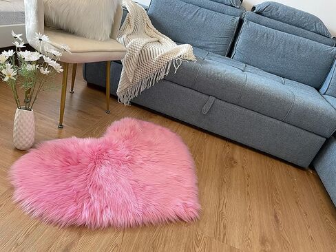 Thick Soft Fluffy Heart Shaped Rug, Faux Sheepskin Fur Rug, 2.3X3 Feet Shaggy Area Rugs for Bedroom, Living Room, Sofa, Floor Mat (Barn Red) in Saudi Arabia