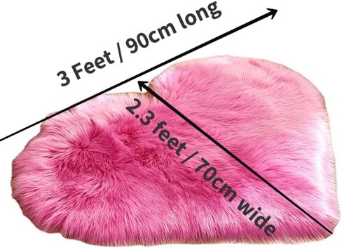 Thick Soft Fluffy Heart Shaped Rug, Faux Sheepskin Fur Rug, 2.3X3 Feet Shaggy Area Rugs for Bedroom, Living Room, Sofa, Floor Mat (Barn Red) in Saudi Arabia