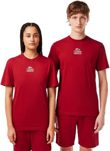 تي شيرت Lacoste بمقاس عادي وأكمام قصيرة ورقبة دائرية مع رسمة تمساح صغيرة على الجزء الأمامي من الصدر in Saudi Arabia