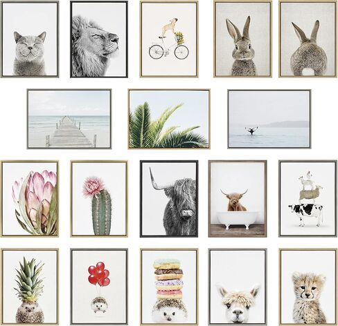 Kate and Laurel Sylvie Bunny Portrait on Linen and Bunny Tail on Linen Framed Canvas Wall Art by Amy Peterson Art Studio, 2 Piece 18x24 Gold, Decorative Animal Art for Wall in Saudi Arabia