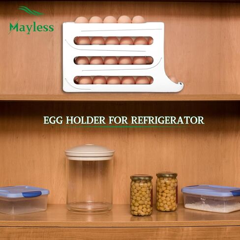 EGG HOLDER FOR FRIDGE, Auto Rolling Fridge Egg Organizer, Egg Rack For Refrigerator. (Beige) in Saudi Arabia