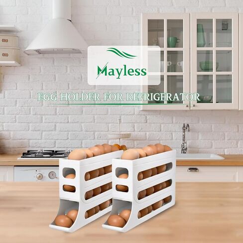 EGG HOLDER FOR FRIDGE, Auto Rolling Fridge Egg Organizer, Egg Rack For Refrigerator. (Beige) in Saudi Arabia