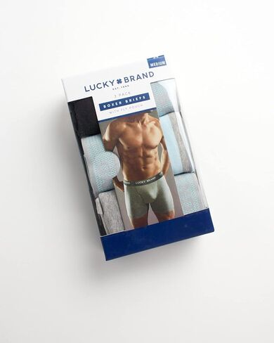 Lucky Brand Mens Underwear Boxer Briefs - 3 Pack Soft Cotton Blend Boxers for Men with Functional Fly Pouch, 6" Inseam in Saudi Arabia