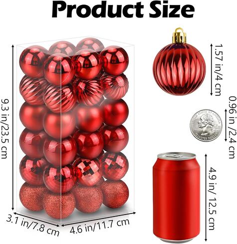 36 Pack 1.57'' Christmas Ball Ornaments, Shatterproof Christmas Balls, Gold Christmas Ornaments, Hanging Balls for Christmas Tree Decorations, Christmas Ornaments Set in Saudi Arabia