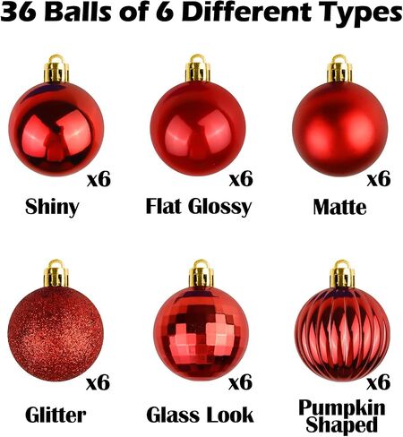 36 Pack 1.57'' Christmas Ball Ornaments, Shatterproof Christmas Balls, Gold Christmas Ornaments, Hanging Balls for Christmas Tree Decorations, Christmas Ornaments Set in Saudi Arabia