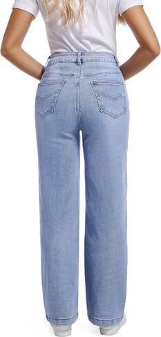 Women Jeans High Waist Trendy Tummy Casual Control Jeans Y2k Boyfriends Wide Leg Jeans for Women in Saudi Arabia