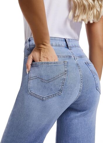 Women Jeans High Waist Trendy Tummy Casual Control Jeans Y2k Boyfriends Wide Leg Jeans for Women in Saudi Arabia