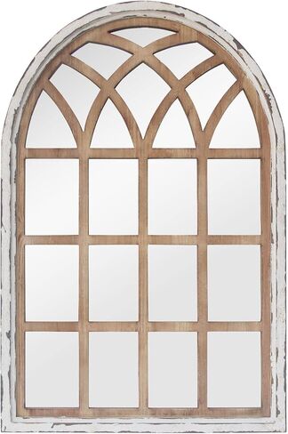 مرآة حائط مقوسة، 28 بوصة × 41.5 بوصة ديكور حائط مرآة، نافذة بإطار معدني لتزيين المزرعة لغرفة المعيشة وغرفة النوم ومدخل الحمام in Kuwait