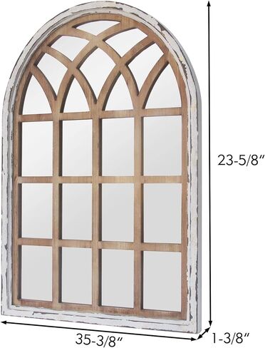 مرآة حائط مقوسة، 28 بوصة × 41.5 بوصة ديكور حائط مرآة، نافذة بإطار معدني لتزيين المزرعة لغرفة المعيشة وغرفة النوم ومدخل الحمام in Kuwait