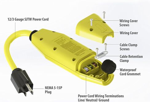 Tower Manufacturing 30396500-08 Manual-Reset 20 AMP Inline GFCI Plug, Black in Saudi Arabia