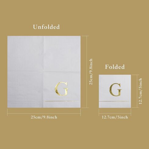 Ottin Monogrammed Letter M 120 Packs Initial Paper Cocktial Napkins 5'' Elegant Metallic Golden Foil Disposable Napkins for Brithday Wedding Party Engagement Baby Shower Bridal Shwer in Saudi Arabia