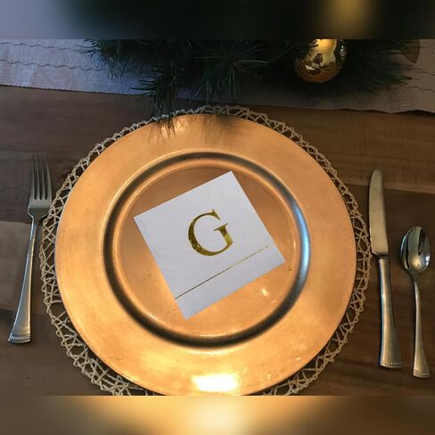 Ottin Monogrammed Letter M 120 Packs Initial Paper Cocktial Napkins 5'' Elegant Metallic Golden Foil Disposable Napkins for Brithday Wedding Party Engagement Baby Shower Bridal Shwer in Saudi Arabia