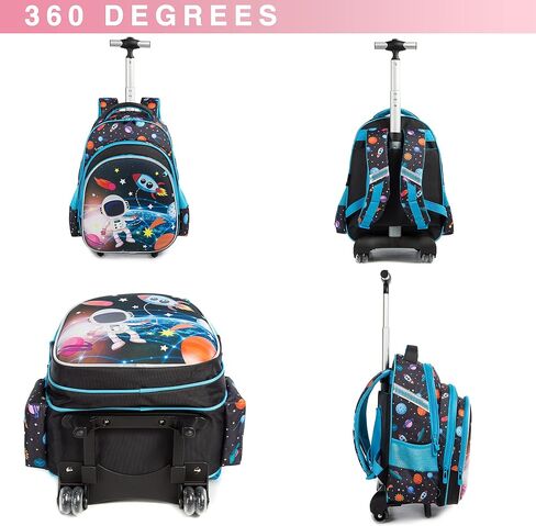 Rolling Backpack for Boys Backpack with Wheels Backpack with Lunch Box Set Kids Suitcase for Boys Primary School Rolling Backpack with Wheels Boys Wheeled Backpack for School in Saudi Arabia