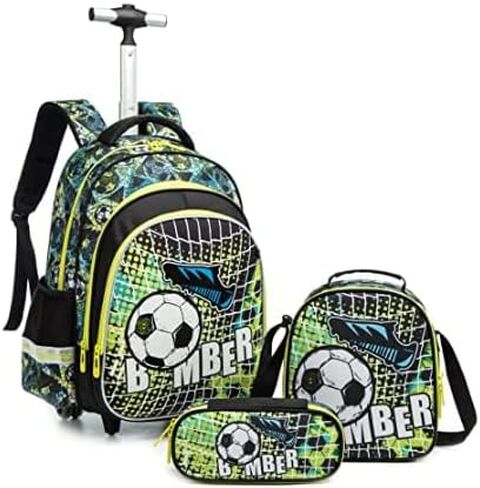 Rolling Backpack for Boys Backpack with Wheels Backpack with Lunch Box Set Kids Suitcase for Boys Primary School Rolling Backpack with Wheels Boys Wheeled Backpack for School in Saudi Arabia