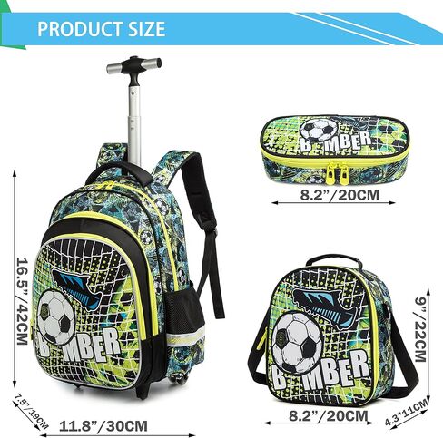 Rolling Backpack for Boys Backpack with Wheels Backpack with Lunch Box Set Kids Suitcase for Boys Primary School Rolling Backpack with Wheels Boys Wheeled Backpack for School in Saudi Arabia