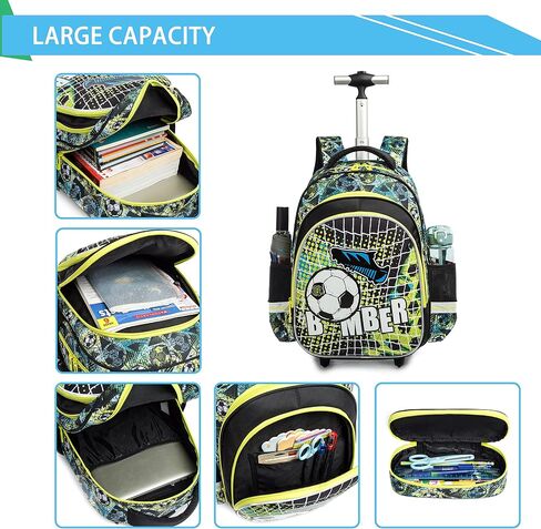 Rolling Backpack for Boys Backpack with Wheels Backpack with Lunch Box Set Kids Suitcase for Boys Primary School Rolling Backpack with Wheels Boys Wheeled Backpack for School in Saudi Arabia