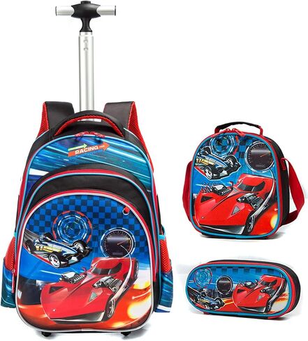 Rolling Backpack for Boys Backpack with Wheels Backpack with Lunch Box Set Kids Suitcase for Boys Primary School Rolling Backpack with Wheels Boys Wheeled Backpack for School in Saudi Arabia