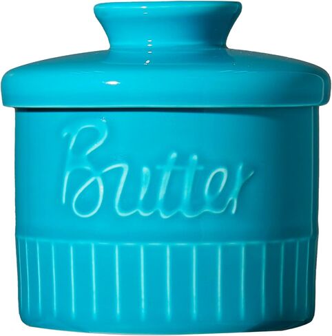 Butter Crock with Lid, 5.5 Oz Ceramic Butter Keeper for Spreadable Butter, French Butter Dish with Water Line for Kitchen Counter (Light Blue) in Saudi Arabia