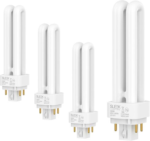 SLEEKLIGHTING 26 Watt T4 Double Tube CFL 4 pin G24q-3 Base Light Bulb 4200K 1500lm -UL Listed,Compact Fluorescent -Cool White Light 4pack in Saudi Arabia