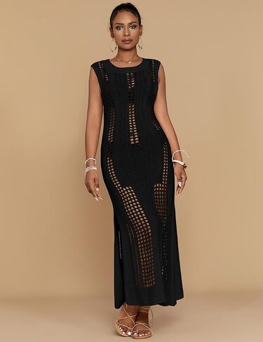 Bsubseach Crochet Beach Cover Ups for Women Sleeveles Swimsuit Coverups Hollow Out Summer Knit Bikini Beachwear in Kuwait