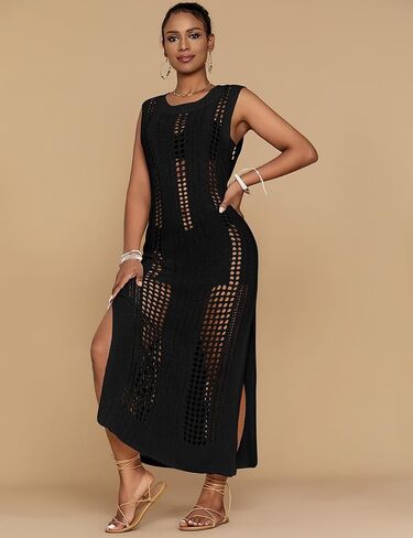 Bsubseach Crochet Beach Cover Ups for Women Sleeveles Swimsuit Coverups Hollow Out Summer Knit Bikini Beachwear in Kuwait