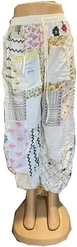 RAJBHOOMI HANDICRAFTS Women's Patchwork Boho Pants - Loose Yoga Harem Joggers - Casual Bohemian Hippie Palazzo Lounge Comfy in Saudi Arabia
