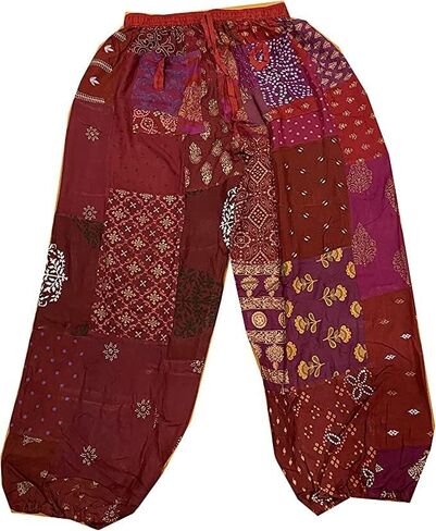 RAJBHOOMI HANDICRAFTS Women's Patchwork Boho Pants - Loose Yoga Harem Joggers - Casual Bohemian Hippie Palazzo Lounge Comfy in Saudi Arabia