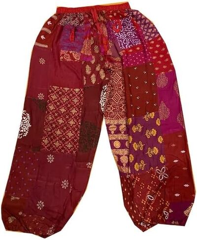 RAJBHOOMI HANDICRAFTS Women's Patchwork Boho Pants - Loose Yoga Harem Joggers - Casual Bohemian Hippie Palazzo Lounge Comfy in Saudi Arabia