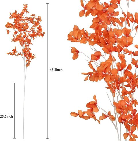 MARTINE MALL 43.3'' Artificial Cherry Blossom Branches Flowers 4pcs Silk Peach Blossoms Fake Apple Flowers Bulk Fake Cherry Blossom Decor Long Stem Floral Arrangements for Indoor Party Home Decor Red in Saudi Arabia