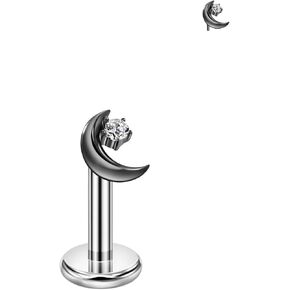 FANSING Moon Threadless Push Pin Labret Studs Surgical Steel Piercing Jewelry