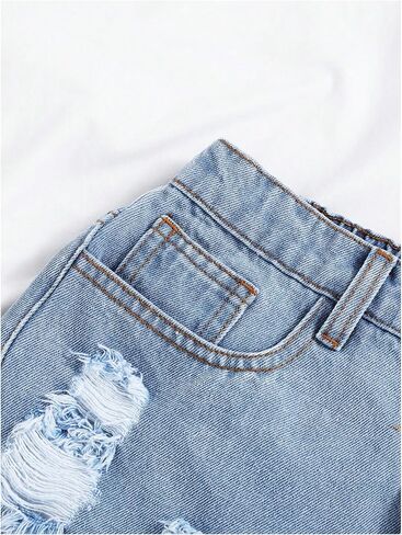 SHENHE Girl's Graphic Cherry Embroidery Roll Up Hem Jeans Elastic Waist Denim Shorts in Saudi Arabia