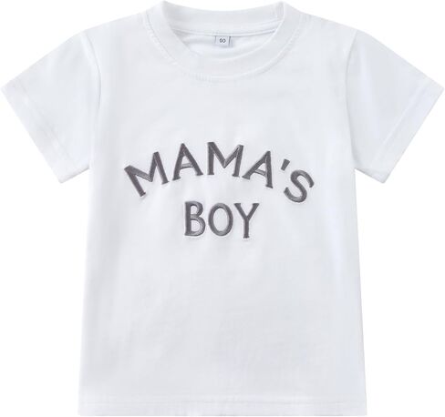 Toddler Baby Boy T Shirts Summer Short Sleeve Clothes Letters Embroidered Mamas Little Boy Tee Tops 1-5t in Kuwait