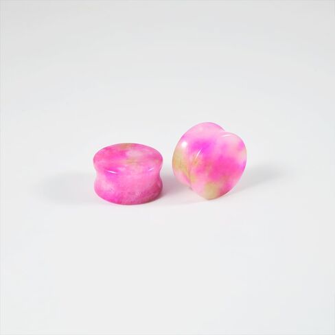 2PCS Safflower Stone Saddle Plugs Double Flare Pink Stone Ear Gauges Expander 6mm-30mm in Saudi Arabia