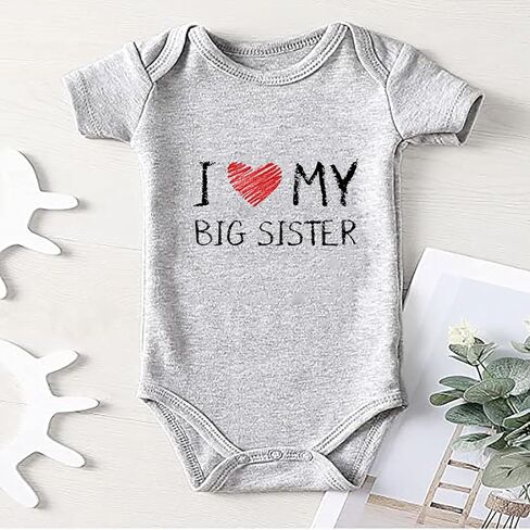 I Love My Big Sister Baby Newborn Boys Girls Onesie Bodysuit Short Sleeve Newborn Outfits 0-3 Months in Saudi Arabia