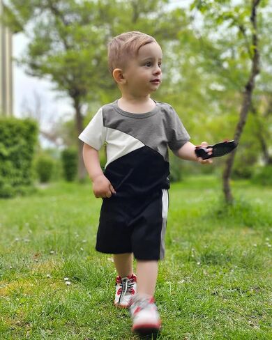 Volunboy بيبي بوي ملابس الصيف طفل تي شيرت مجموعة تي شيرتات قصيرة للأطفال الرضع قصيرة الأكمام المرقعة القمم 6 أشهر إلى 3 سنوات in Kuwait