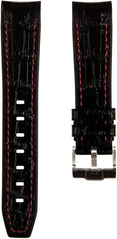 أحزمة ساعة من مطاط السيليكون الفاخر بنهايات منحنية منقوشة على شكل تمساح - متوافقة مع ساعة أوميغا سواتش مونواتش، تيودور بلاك باي، رولكس - 20 ملم، 22 ملم - أحزمة ساعة مطاطية مقاومة للماء منقوشة على شكل تمساح in Kuwait