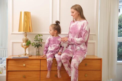Baby Girl Outfits Mommy and Me Tie Dye Matching Sweatshirt Set Jogger Pants Lounge Sets Long Sleeve Pullover sets in Kuwait