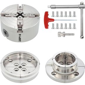 4 Inch Wood Lathe Chuck Set 1-1/4"- 8 tpi thread, Nickel Plated Self Centering 4 Jaw Wood Turning Chuck set (2PCS jaws)