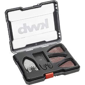 kwb 709890 Multitool Accessories in The 14-Piece Set, CV deam Saw Leaf Ø 32 mm, Grinding Finger with Velcro Liability incl. 12 Velcro Grinding Wheels, 4 x K-40, K-80 u. K-120