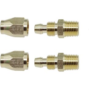2PCS 1/4 Inch NPT to 1/4 Inch OD Brass Pneumatic Reusable Rubber Hose End Repair Fitting Pneumatic Replacement Fitting for Home and Garage and Professional Auto Shop