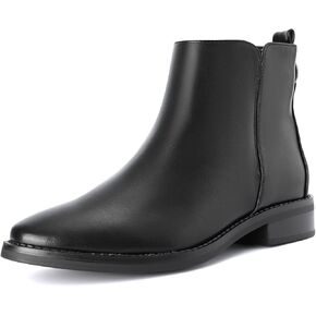 Shoe'N Tale Women's Ankle Boots Classic Flat Low Heel Pointed Toe Buckle Slip On Zip Fashion Comfortable Booties
