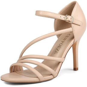 Women's Strappy Heels Round Open Toe Stiletto High Heeled Sandals for Women Dressy