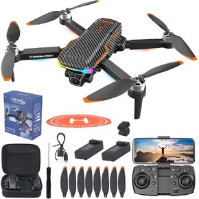 Drone with Camera for Adult Beginners and Kids,Foldable FPV,Brushless Motor,One Key Take Off/Land, Optical Flow Positioning, 360° Flip, Waypoint Fly,2Battery,Gift for adults,kids,beginners
