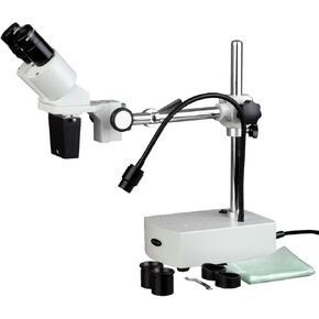 AmScope SE400-Y Professional Binocular Stereo Microscope, WF10x and WF15x Eyepieces, 10X and 15X Magnification, 1X Objective, LED Lighting, Boom-Arm Stand, 110V-120V
