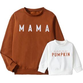 Mommy and Me Matching Outfits Halloween Pumpkin Sweatshirt Thanksgiving Baby Girl Outfit Fall Shirts