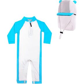 weVSwe Newborn Baby Boy Swimsuit Toddler Rash Guard Long Sleeve UPF 50+ Sun Protection Swimwear with Sun Hat Set